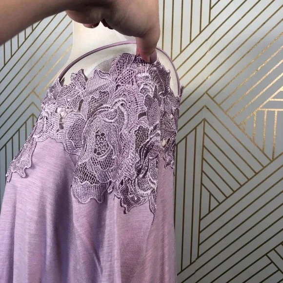 Anthropologie Meadow Laceline Top Tee Blouse Off-The-Shoulder Pink Size XSP - Picture 5 of 8